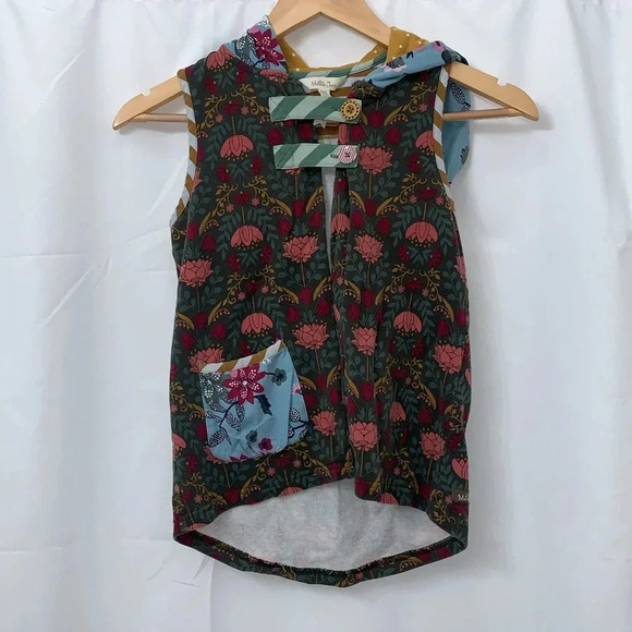 Girls Matilda Jane Hooded Vest Size 10 Floral & Polka Dots EUC - Picture 1 of 7